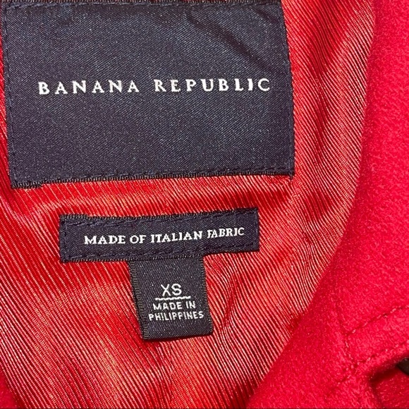 Banana Republic Red Double Breasted Short Italian Wool Coat Sz XS - Picture 13 of 17